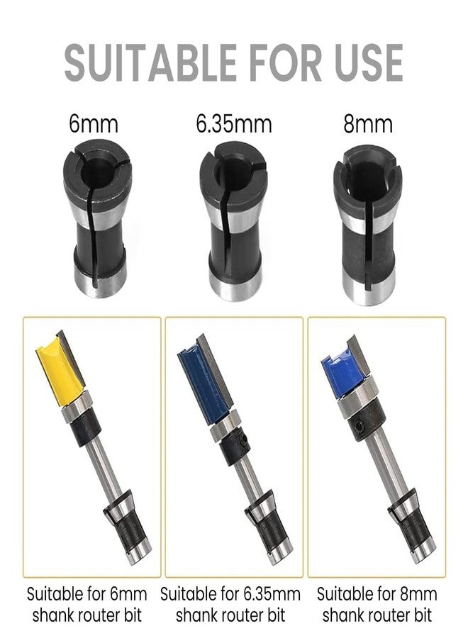 Serplex® Router Bit Collet Chucks Set, 3 Sizes (6mm, 1/4", 8mm), Precision Woodworking Tool for Carpenters, Heat-Treated Steel, Superior Clamping, Easy Install, Fits Milling Cutters - Image 3